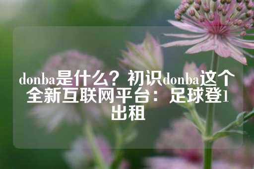 donba是什么？初识donba这个全新互联网平台：足球登1出租