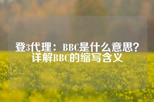 登3代理：BBC是什么意思？详解BBC的缩写含义