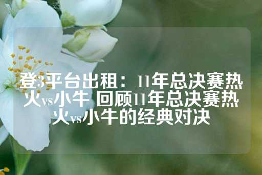 登3平台出租：11年总决赛热火vs小牛 回顾11年总决赛热火vs小牛的经典对决